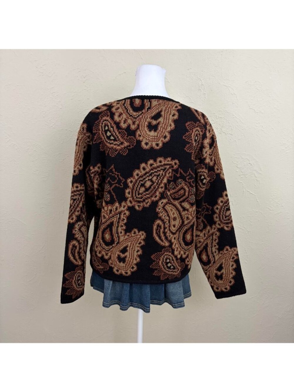 80s brown paisley whimsical quirky cottagecore whimsygoth cardigan - Picture 5 of 8